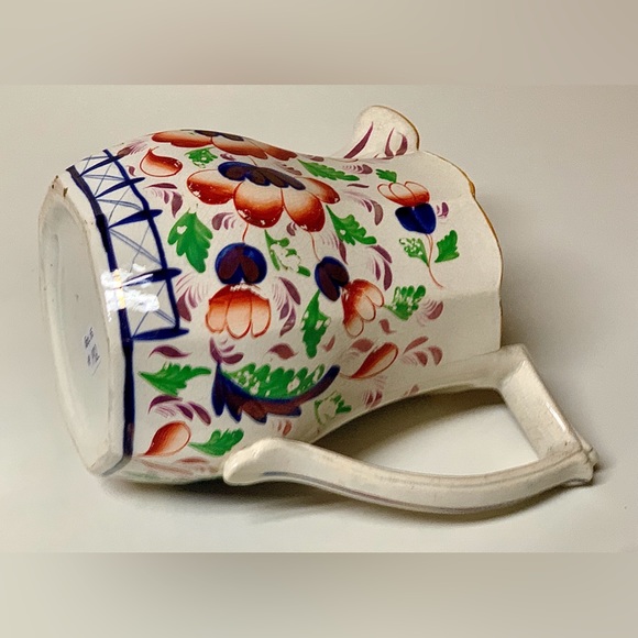 19th Century Antique Gaudy Welsh Grape Pattern Hand Painted Luster Pitcher Jug - Picture 14 of 16